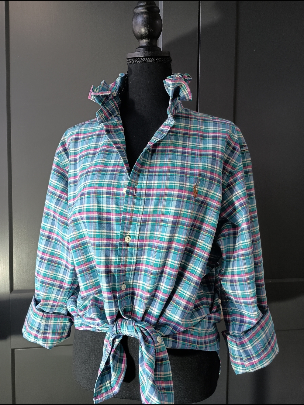 Upcycled Women's Ralph Lauren Ruffled Collar Shirt #049 - Picture 5 of 8